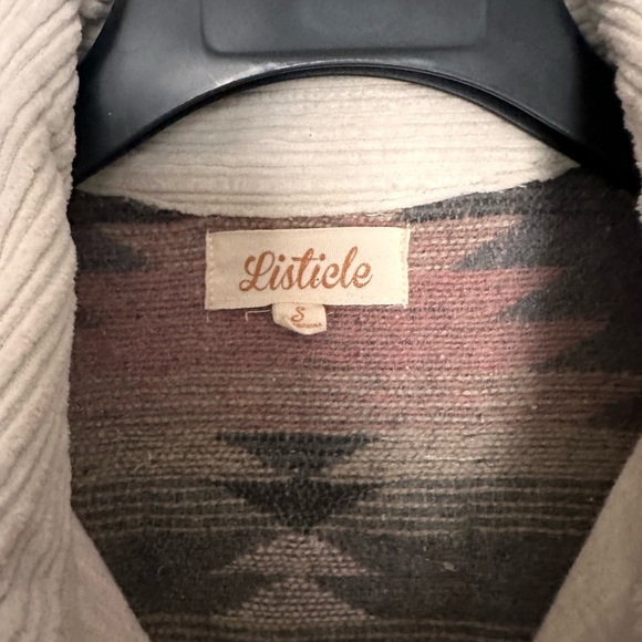 Listicle Aztec Corduroy Jacket Cream/Pink/Gray Small - Picture 2 of 5